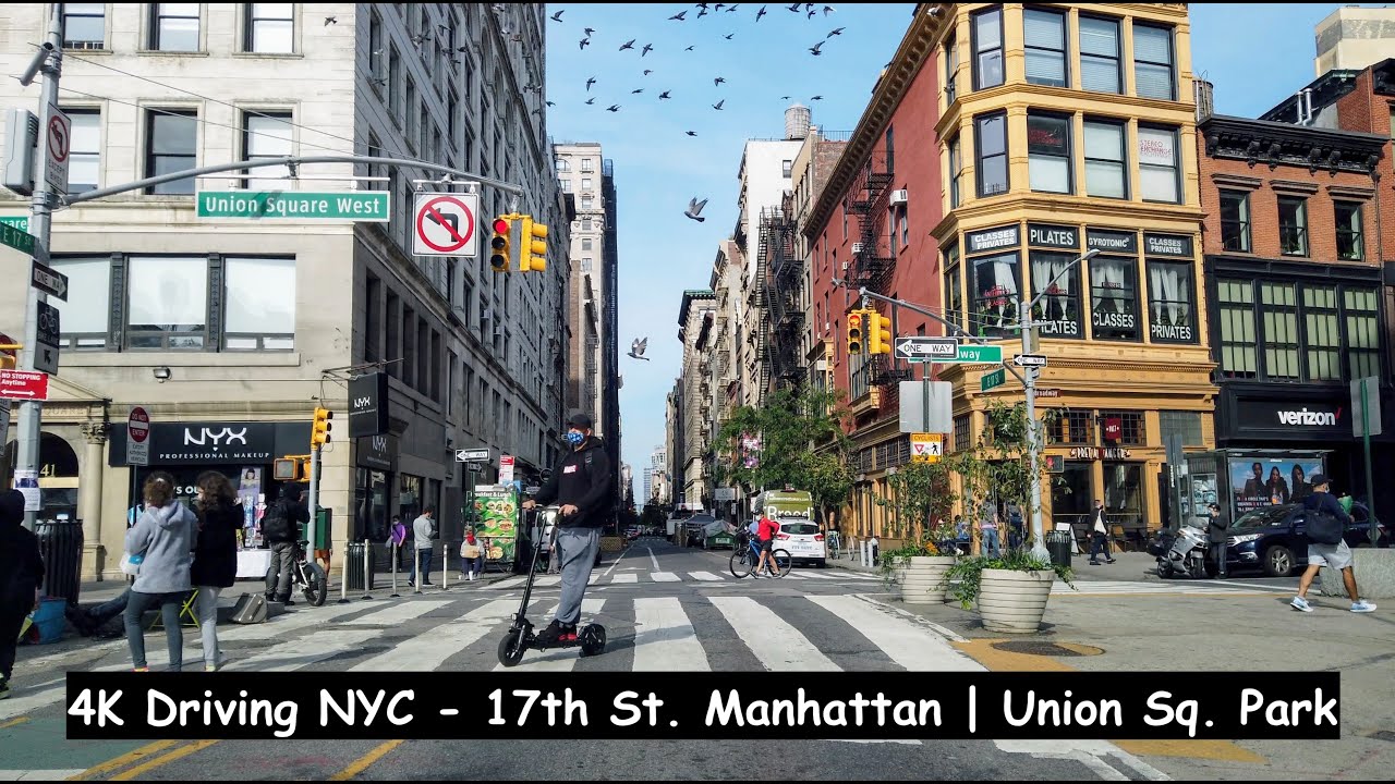4K Driving NYC - 17th Street Manhattan | Union Square Park | Oct 2020
