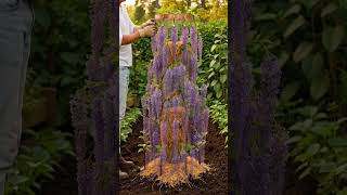 DIY WISTERIA CASCADE TOWER FROM A WIRE MESH CYLINDER 💜🌸