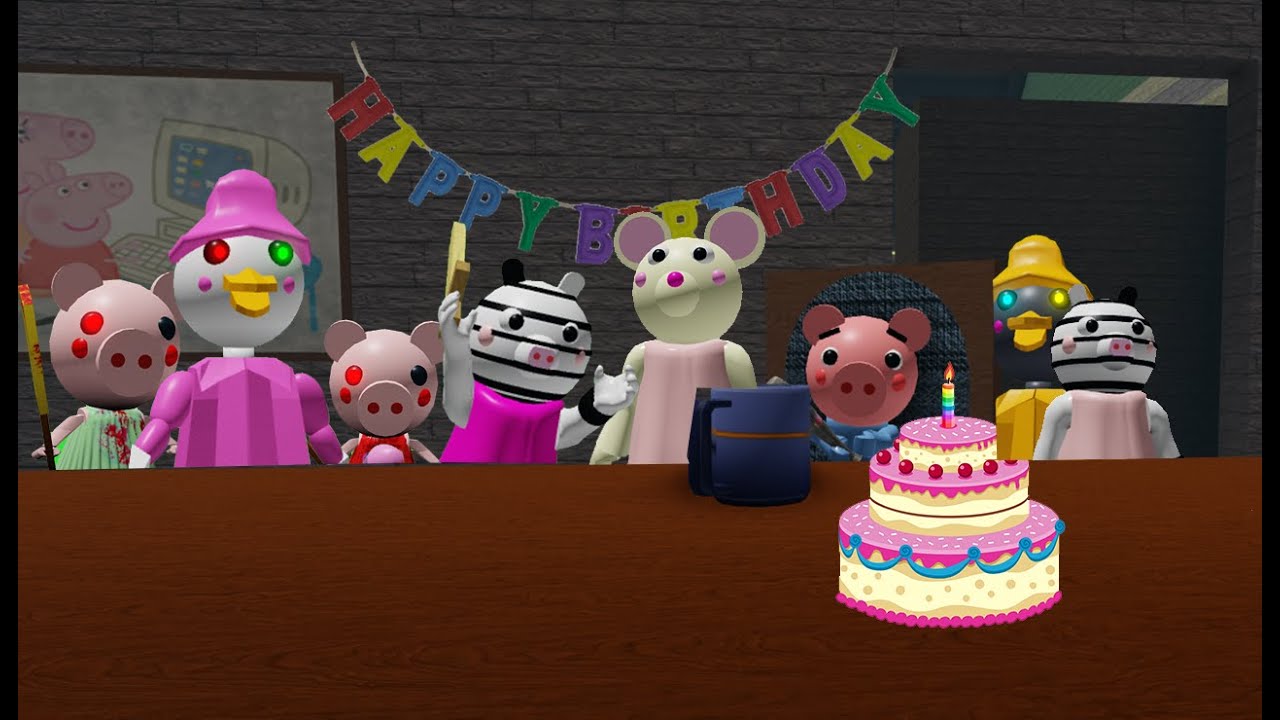 A Piggy Story Pt 2 George Birthday Party Super Funny A Piggy Animation Youtube - roblox piggy birthday cakes