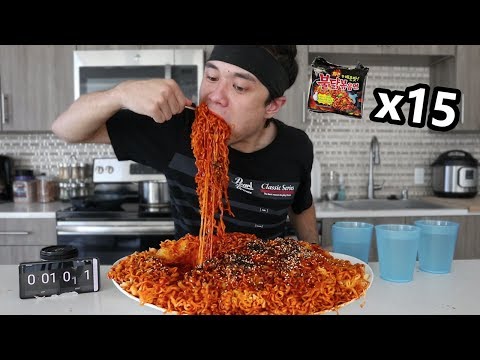 Most Korean Fire Noodles Ever Eaten (x15 Packs) | 불닭 볶음면 도전