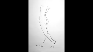 How to draw walking women with line art