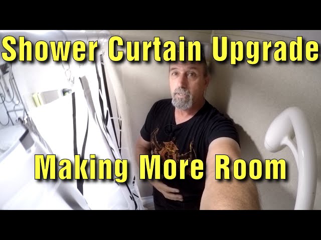 Rv Shower Curtain Upgrade Making More Room With Ceiling Mounted Bendable Rail You