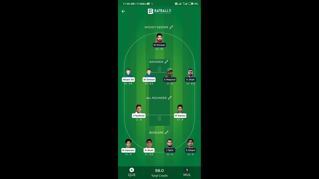 PSL 2022 Multan vs Quetta Dream11 Winning Team