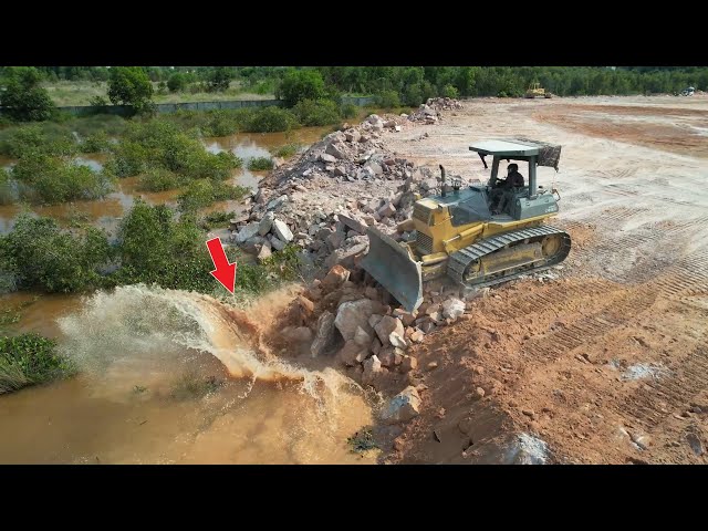 Part 55| Incredible Technique Bulldozer Operator Moving Big Stone & Soil Leveling The Ground class=