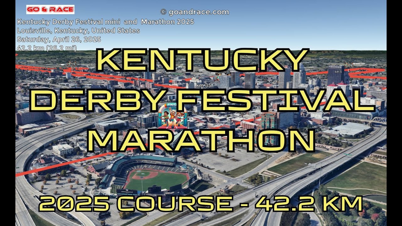 Kentucky Derby Festival mini & Marathon 2025: fly over the marathon course! Video of the race path.