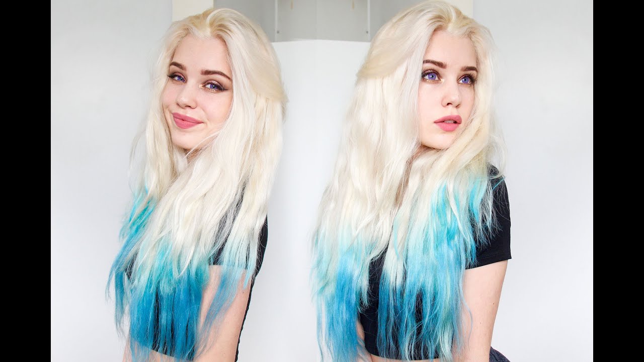 Blue Turquoise Dip Dye Tutorial Ft Vpfashion Extensions Review Youtube