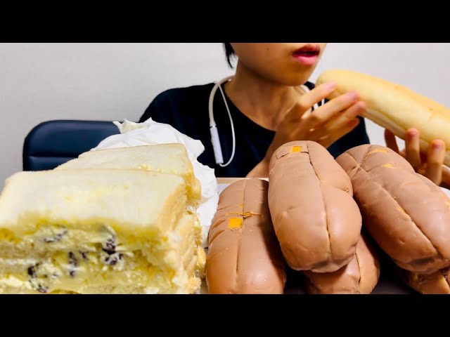 【咀嚼音 ASMR】レーズンマーガリンパン, 栗チョコパン, raisen margarin sand, cusetnut bread