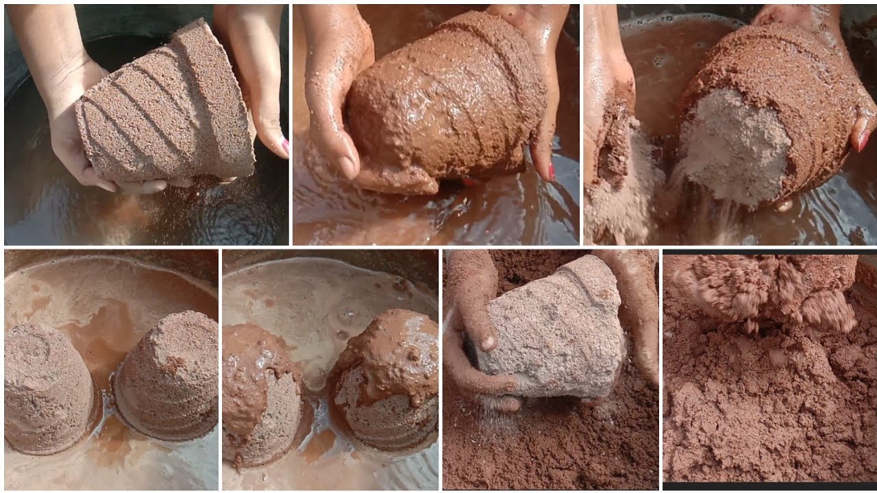 🤤🤤Crunchy crispy red dirt pots crumbling in water, dip mouthwatering 🤤