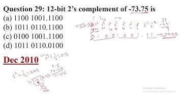 12-bit 2’s complement of -73.75 is || UGC NET CS COA Data Representation Number System PYQ Dec 2010