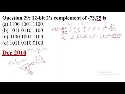 12-bit 2’s complement of -73.75 is || UGC NET CS COA Data Representation Number System PYQ Dec 2010