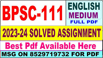 BPSC 111 solved assignment 2023-24 || bpsc 111 solved assignment 2024 in English || ignou bpsc 111