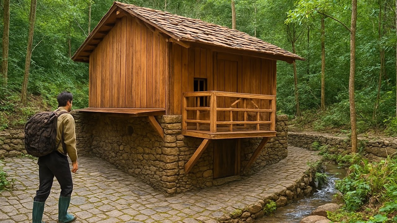 Alone Building A Warm Wooden Log Cabin Off Grid | Forest Life Project ...