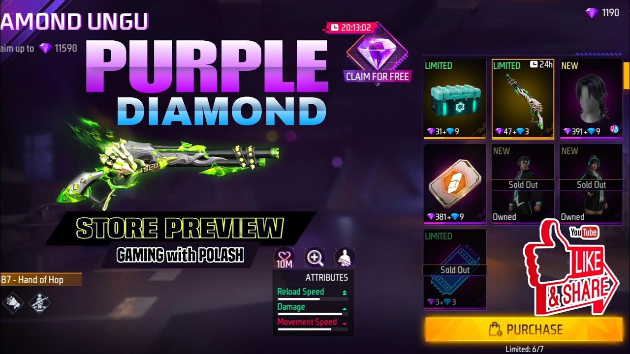 Purple Diamond Event (Store Preview) Free Fire Pink Diamond Free Reward