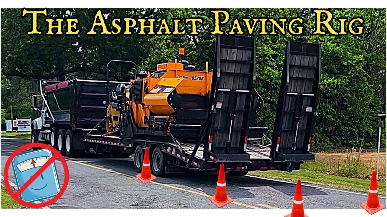 Asphalt Paving Rig - Loading Up Paver and Roller on 2018 Mack Dump ...