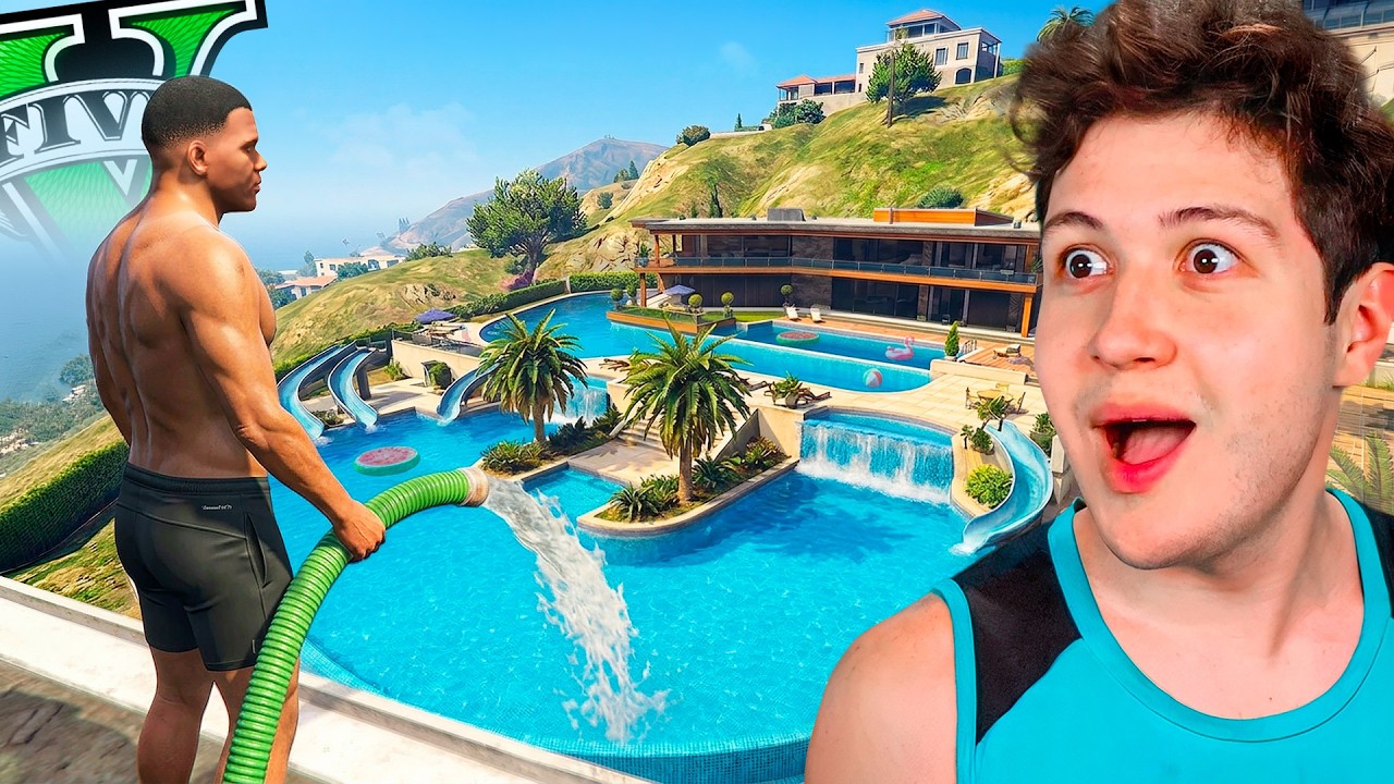 CONSTRUÍ la PISCINA más GRANDE de GTA 5! 🏡💧 (Mods)