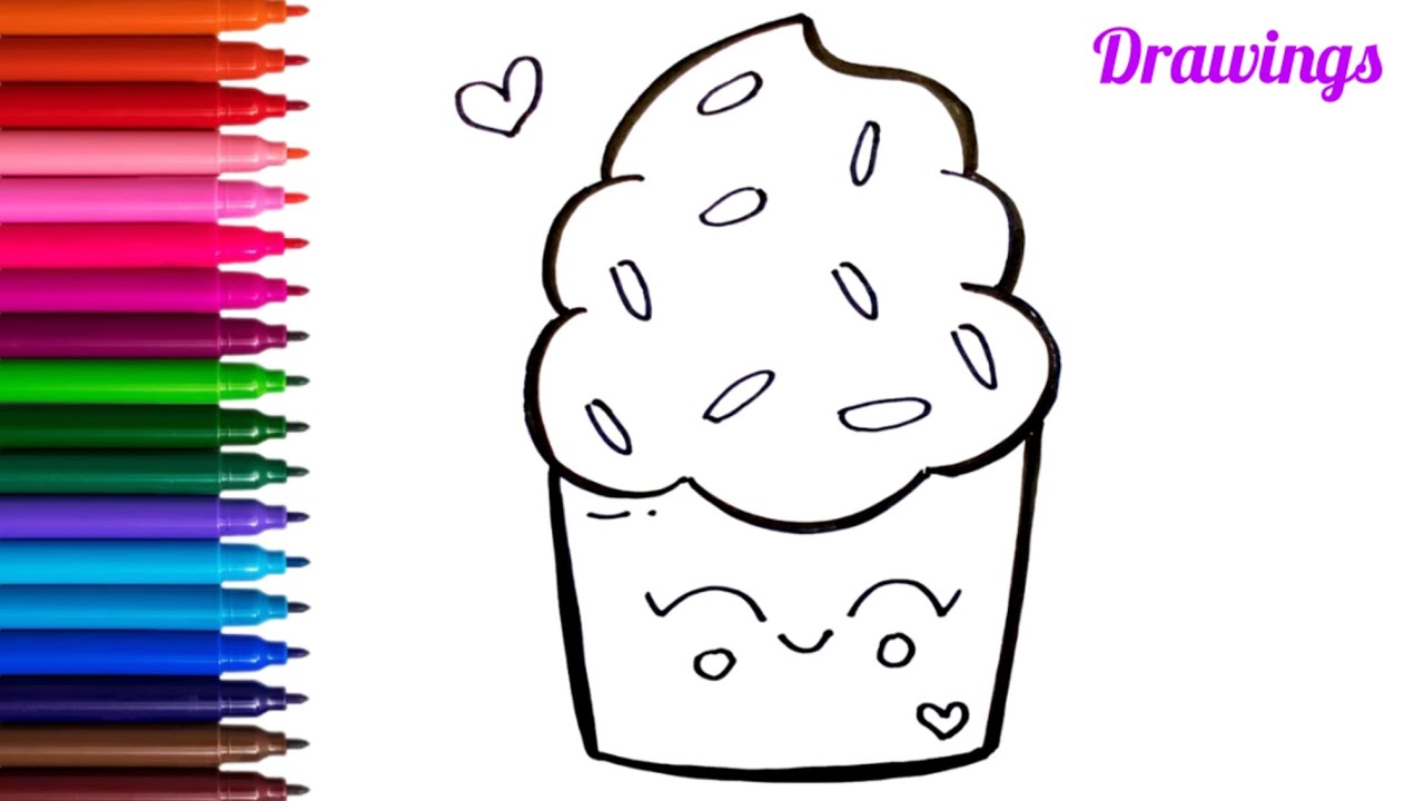 Cupcake Drawing Step By Step | How To Draw a Cute Kawaii Cupcake For Kids| Drawings For Kids