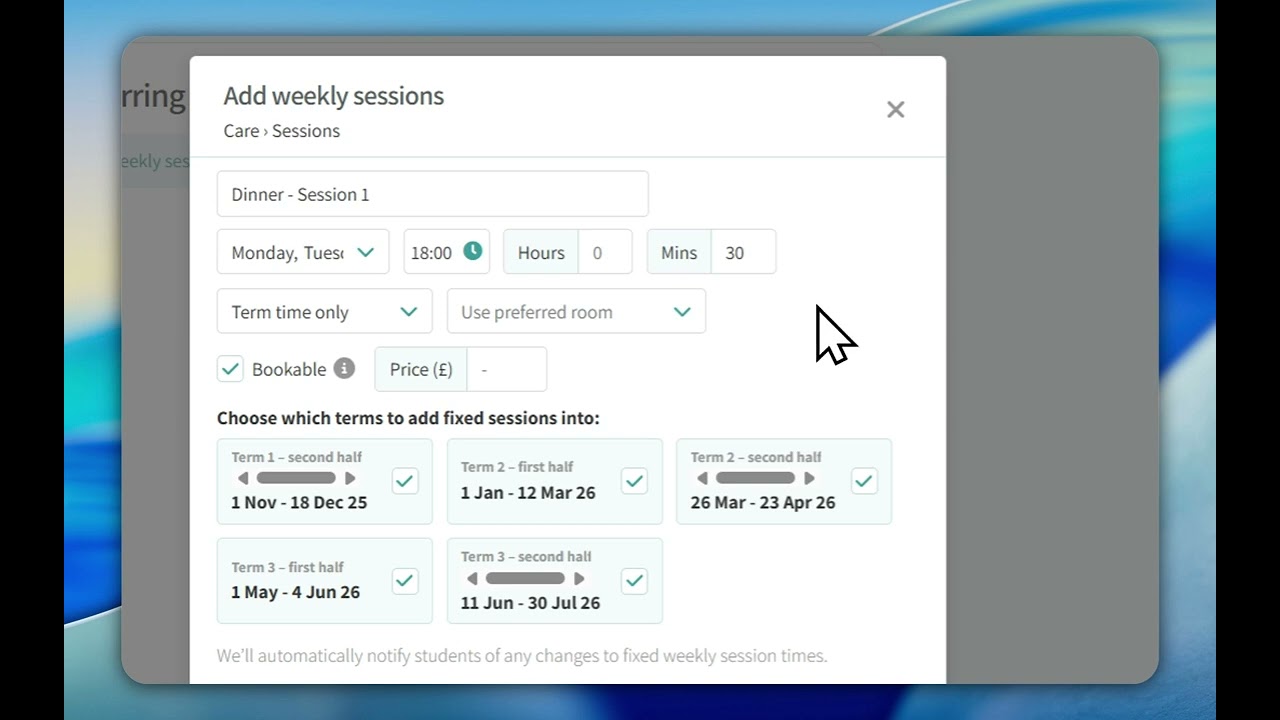 Wraparound Care - Booking multiple weekly sessions