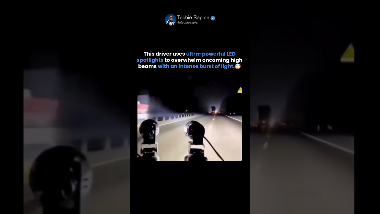 Driver Fights Back Against High Beams Using Insanely Powerful LED Spotlights 🤯💡🚗