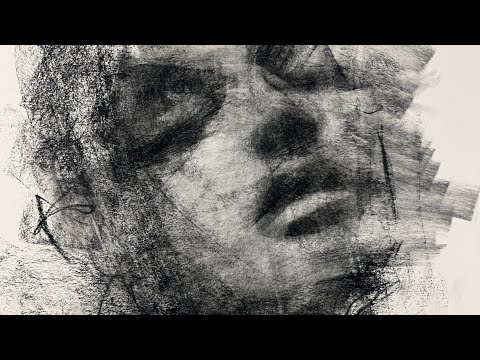 ABSTRACT CHARCOAL AND TAPE DRAWING TECHNIQUE 