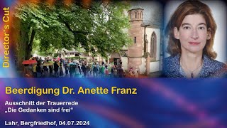 Beerdigung von Dr. Anette Franz | Auszüge der Trauerrede