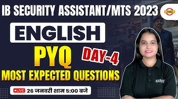 IB SECURITY ASSISTANT & MTS CLASSES 2023 | ENGLISH PREVIOUS YEAR QUESTIONS | BY KIRAN MA