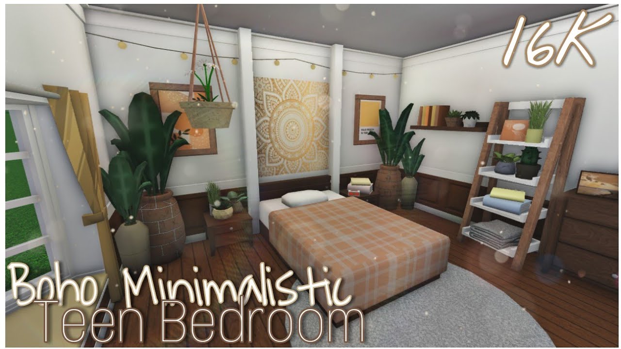 aesthetic neutral boho teen room ♡ | Welcome To Bloxburg - YouTube