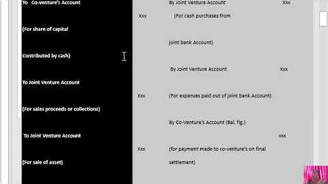 Accounting for Joint ventures-When separate set of Books are Maintained -for  I Year   B.com  II Sem