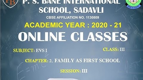 CLASS – 3RD , SUBJECT – EVS I, CHAPTER - 2 (FAMILY AS FIRST SCHOOL) , SESSION – 3