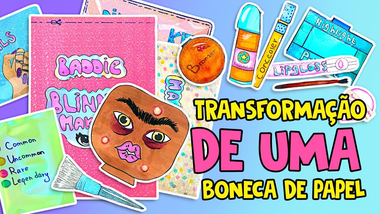 Transformao Radical de Uma Boneca de Papel  Tutorial de Maquiagem e Remoo de Espinhas