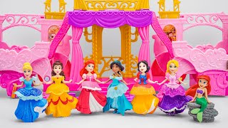 Unboxing Disney Princess Sparkling Styles Small Doll Set | Carriage to Magic Castle Playset