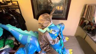 Inflatable dragon deflating
