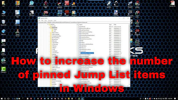 How to increase the number of pinned Jump List items in Windows 10
