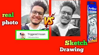 @Triggered Insaan Sketch with Airtline Pencil|Triggered Insaan portrait drawing|10M Spacial 