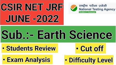 CSIR NET JUNE 2023 EXAM Analysis & Review for Earth science  | Csir net jrf june 2023