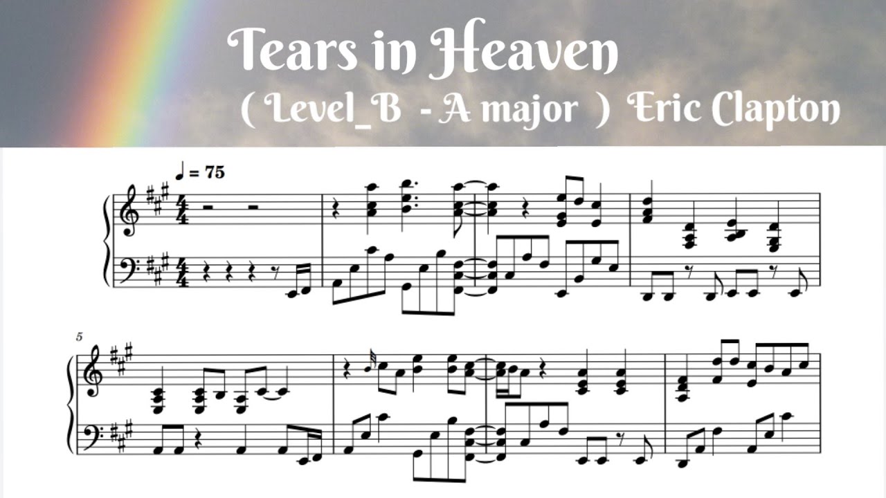 Eric Clapton Tears in Heaven Sheet Music in A Major