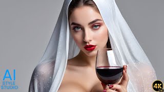 4K AI Art Lookbook Video of Arabian AI Girl ｜ Sensual AI Girl Pose with Red Wine