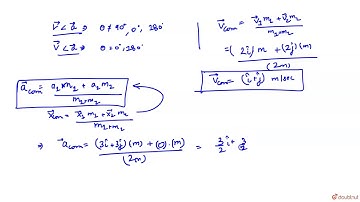 Two particle of equal mass have velocities `vecv_(1)=2hati` m/s and `vecv_(2)=2hatj`