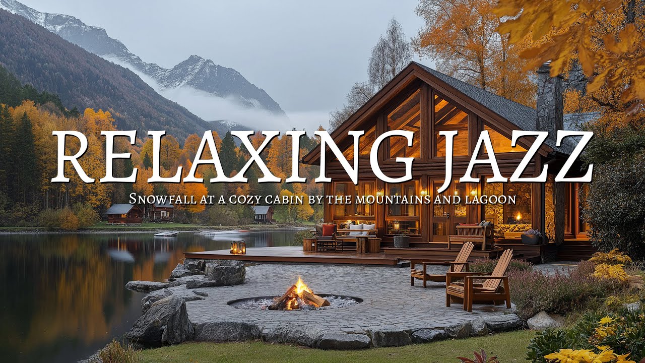 Cozy Jazz Terrace: Snowfall by the Mountain Lagoon 🎵