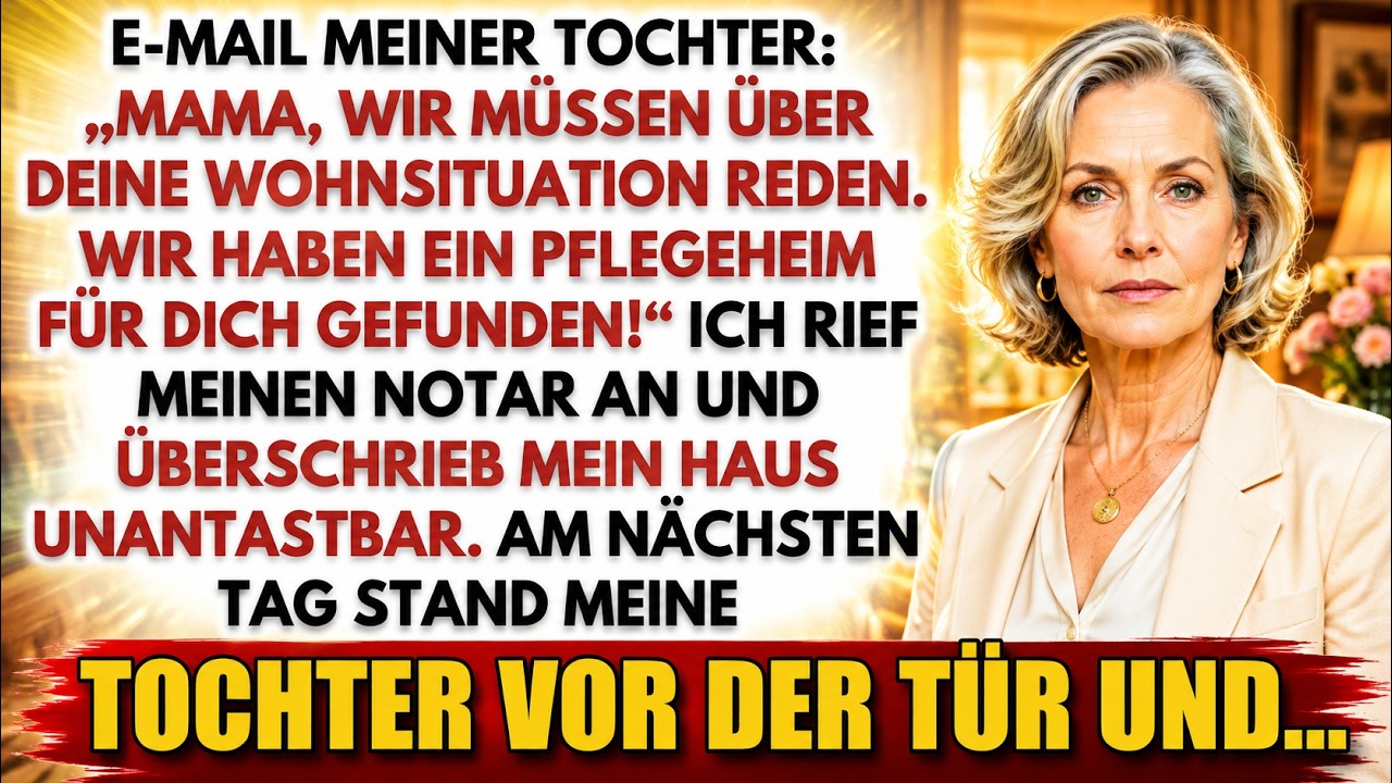 Ich bin 68, wohne allein in meinem abbezahlten Haus und meine Tochter hat mir per E-Mail mitgeteilt, dass sie einen Platz für mich im Seniorenheim gefunden hat – ohne mich zu fragen. Mein...