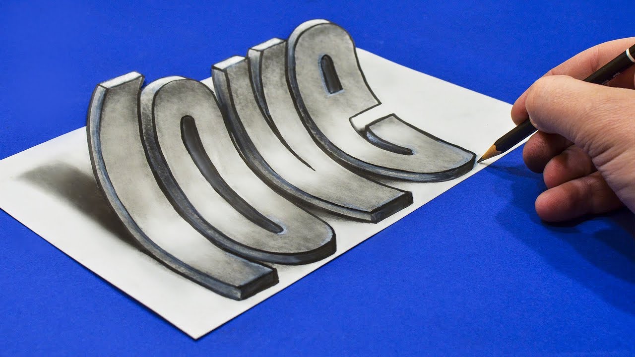 Простое 3D Граффити Как нарисовать иллюзию LOVE поэтапно - YouTube