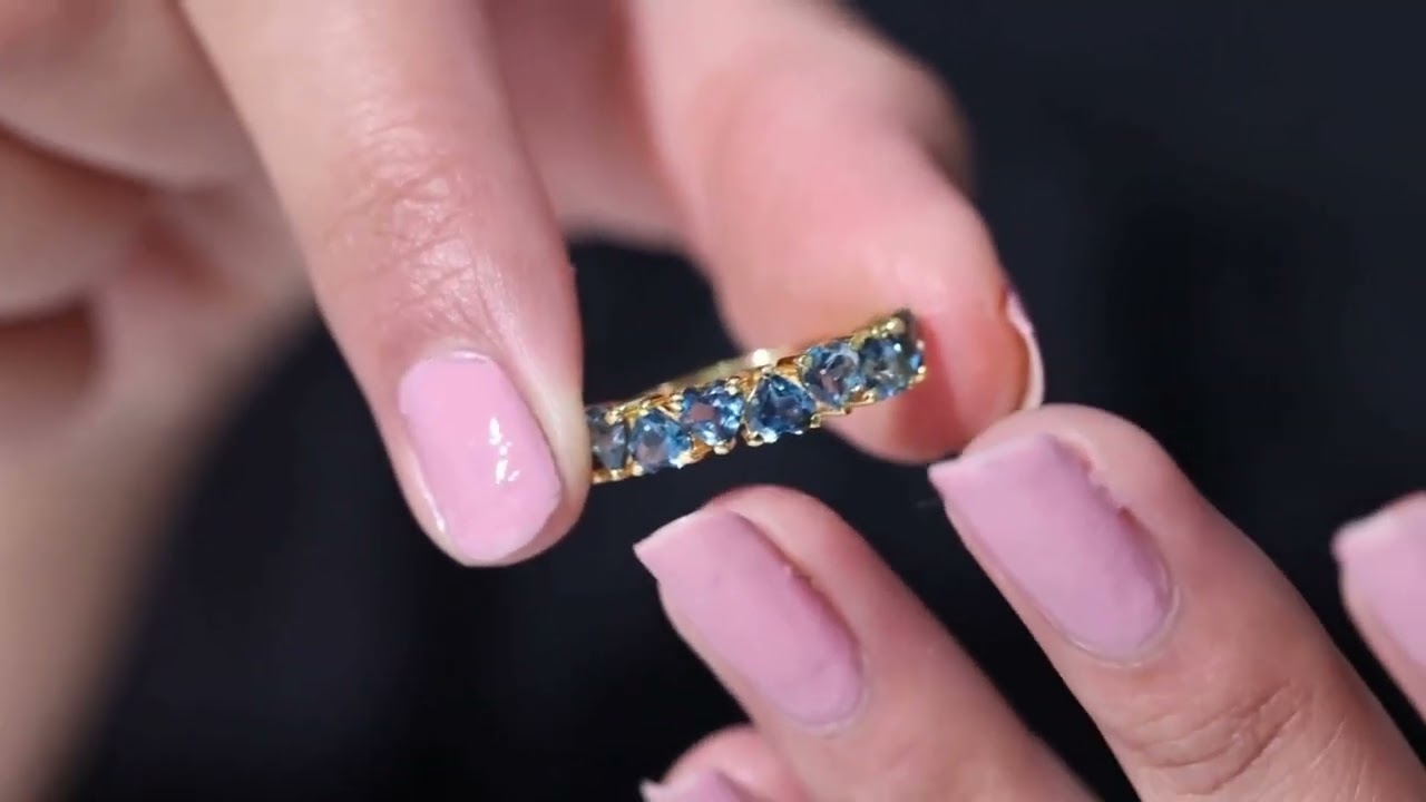 1.75 CT Heart Shape London Blue Topaz Half Eternity Band Ring in Prong Setting for Women