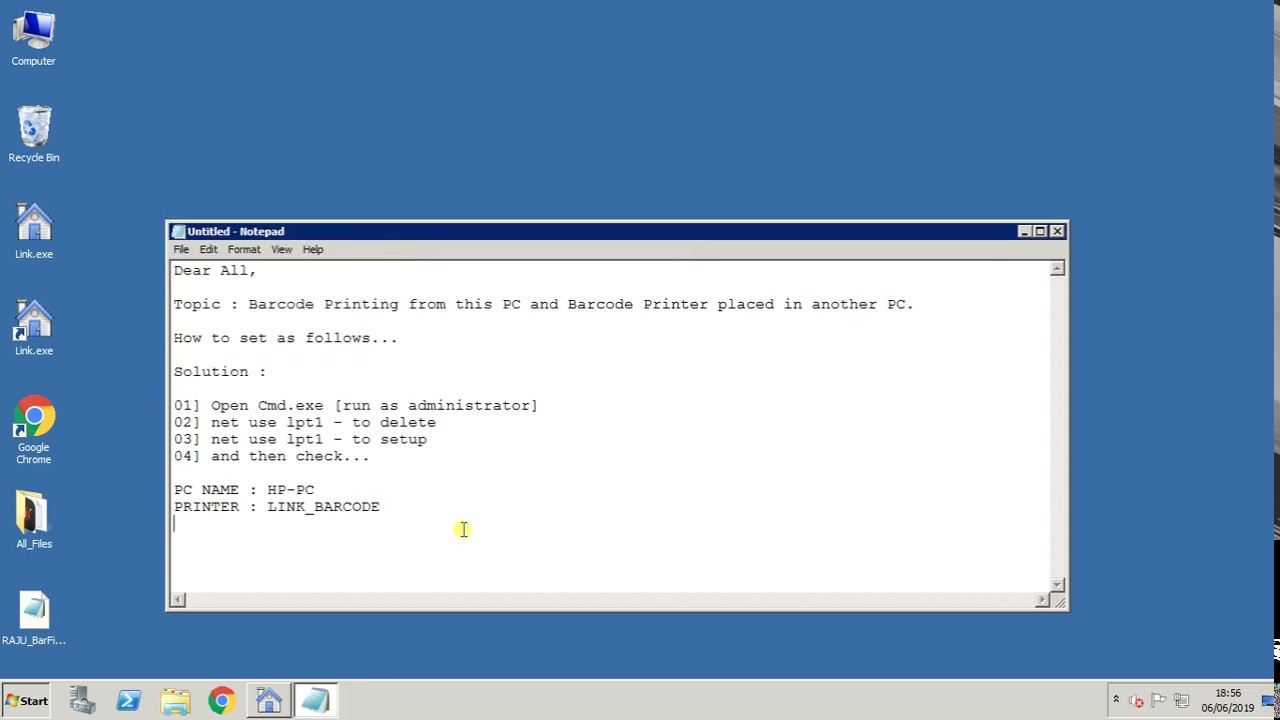 Update Topic NET USE LPT1 Command