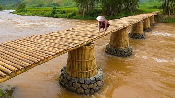 Rebuilding a Stronger Bamboo Bridge After It Was Damaged by the Flood