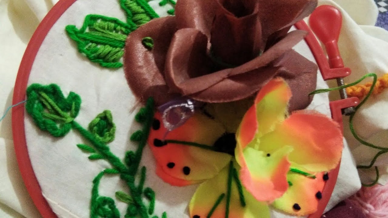 Embroidery design#for idea old ribon flower embroidery# ...