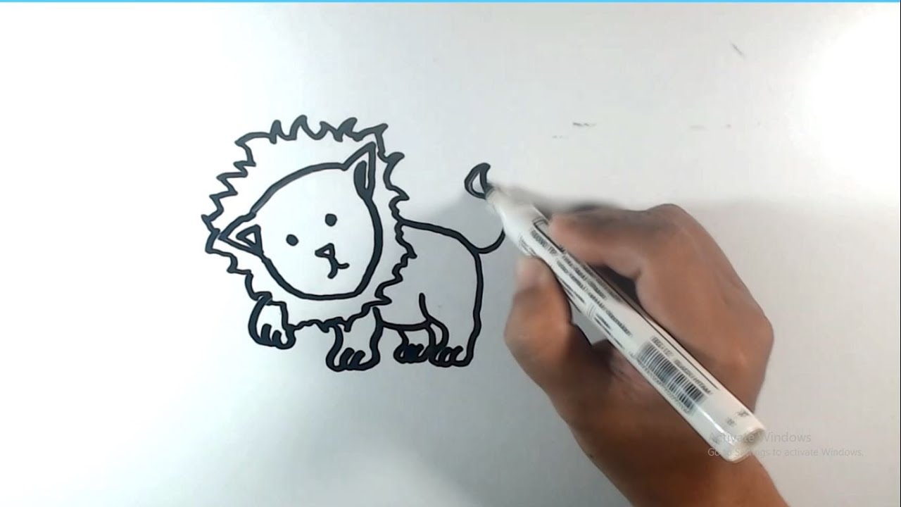  Cara  menggambar  hewan  lucu singa  anjing macan monyet 