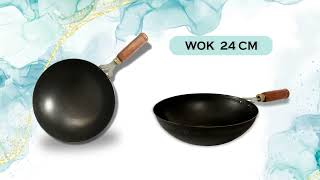 Ironium Iron Sheet Metal Set Of 2 Pcs Wok 24Cm Dia & Frying Pan 24Cm Dia