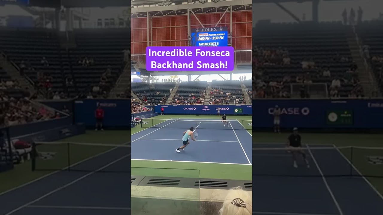 Incredible Joao Fonseca Backhand Smash! vs Taylor Fritz in US Open practice #atp 🤳@simonsaystennis