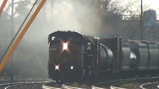 Smoking CSX Engine on Long 175 Car Train