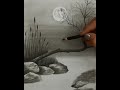 How to Draw Swan Landscape Scenery with Pencil Step by Step