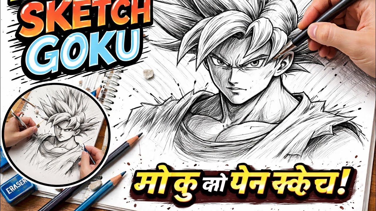 Goku Sketch Drawing ✏️ | Dragon Ball pan Art LIVE / 🔴 / Sketc